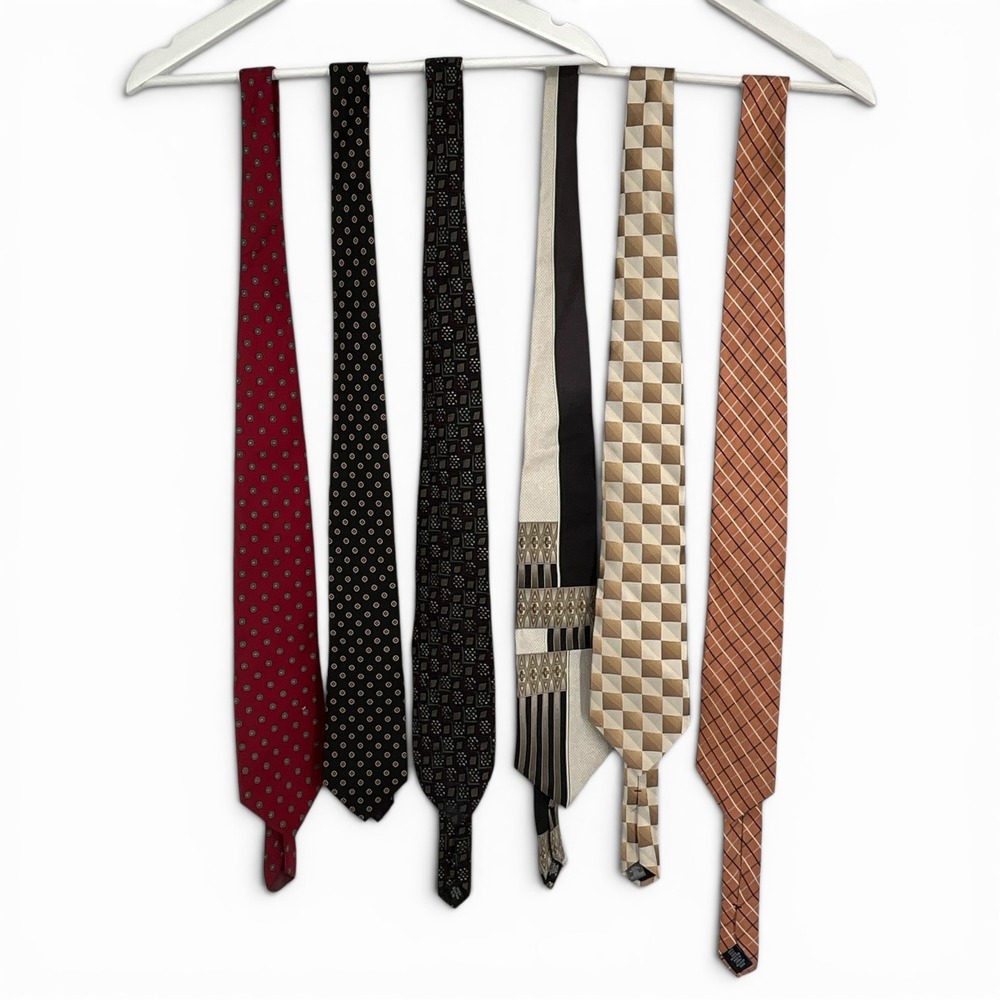 Mens Silk Tie Lot 6pc Stafford Executive Bert Pulitzer Villa Bugatti Isaco Multi